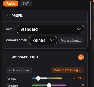Die Gruppe Detail: Dunst, Klarheit und Struktur über Schärfen und Rauschminderung
