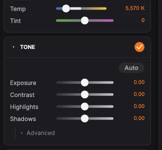 The Grain group: amount, the grain character picker and size