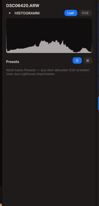 Das Presets-Panel