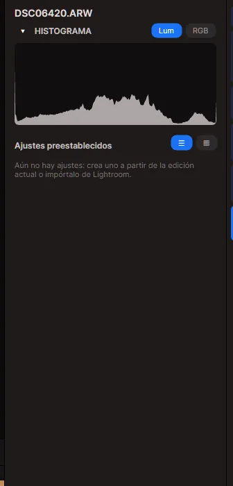El panel Ajustes